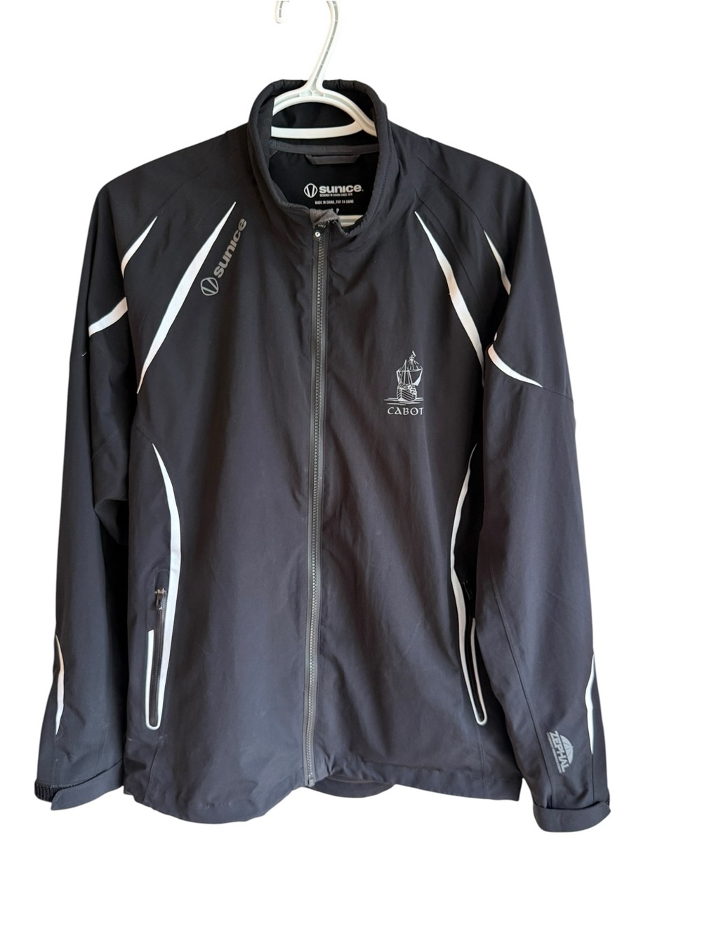 Sunice Zephal Golf Rain Jacket Men’s Small Black Full Zip Windproof Cabot